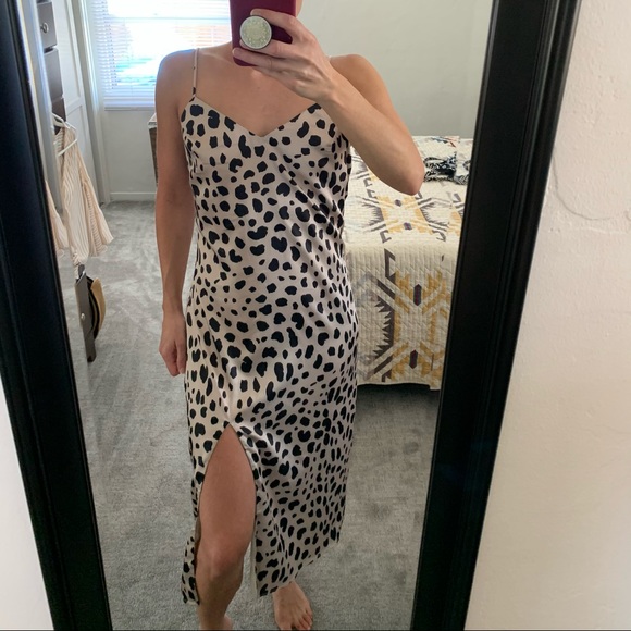 leopard midi slip dress